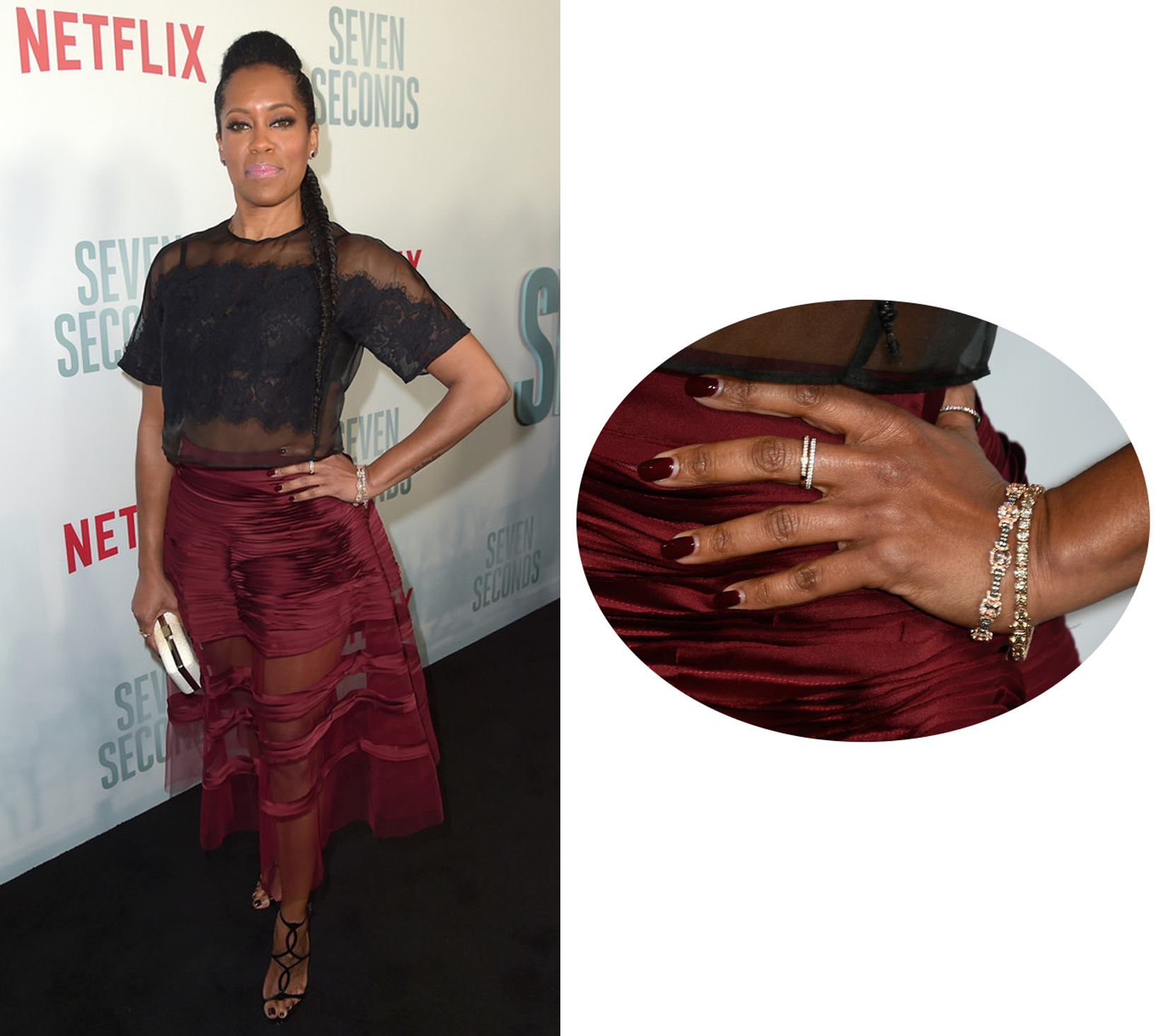 Regina King Wearing Le Vian Bracelets and Rings at the "Seven Seconds" Premiere